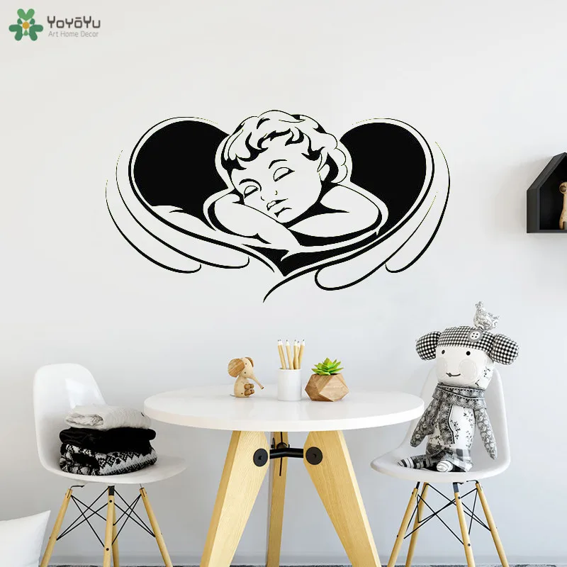 

YOYOYU Wall Decal Kids Nursery Room Decor Angel Wings Sleeping Baby Poster Wall Stickers Heaven Paradise Adhesive Modern CT568
