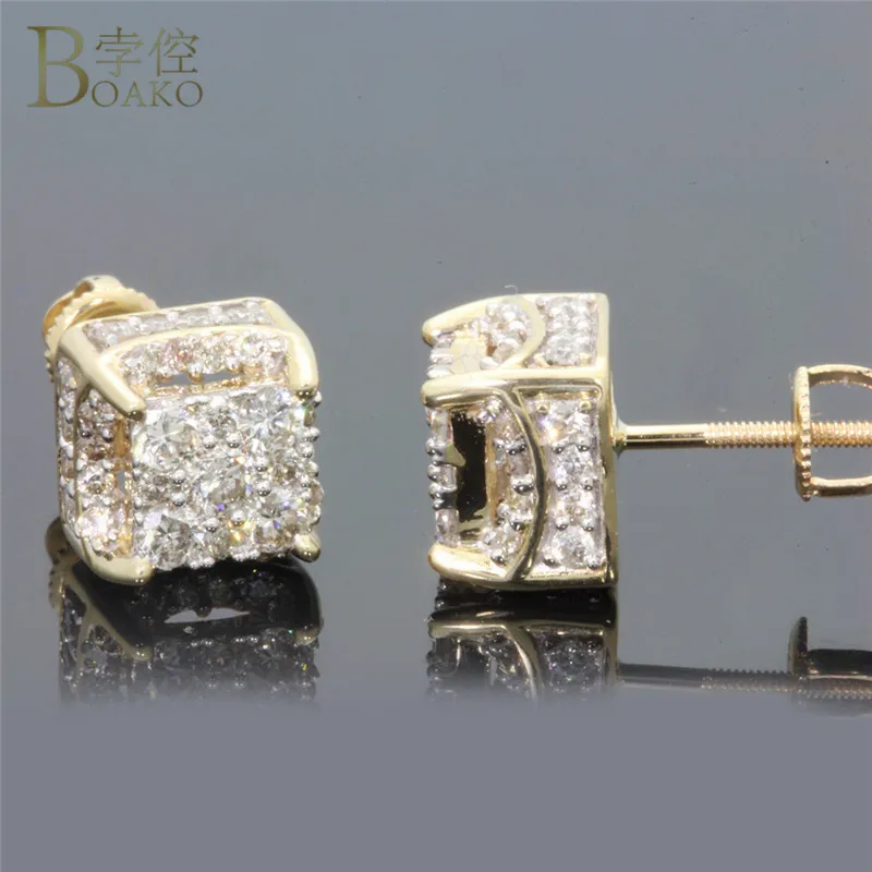 

BOAKO Big Stud Earrings For Women Wedding Jewelry Square Cubic Zirconia Stone Earring Bijoux Brincos Mujer Valentine's Day Gift