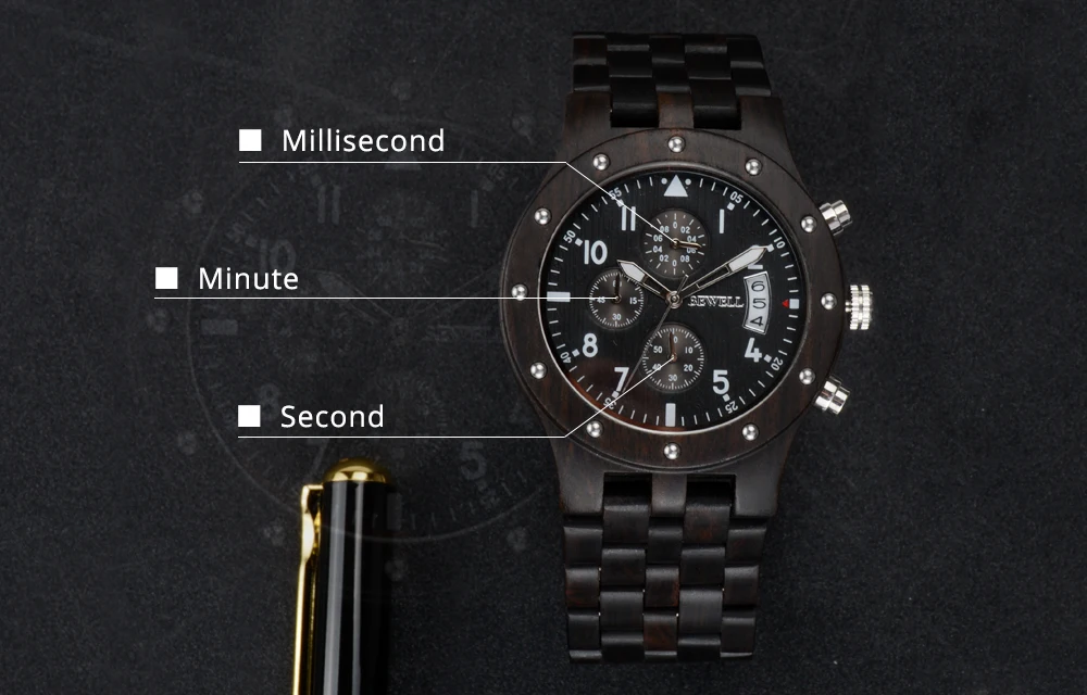 BEWELL WOODEN WATCH