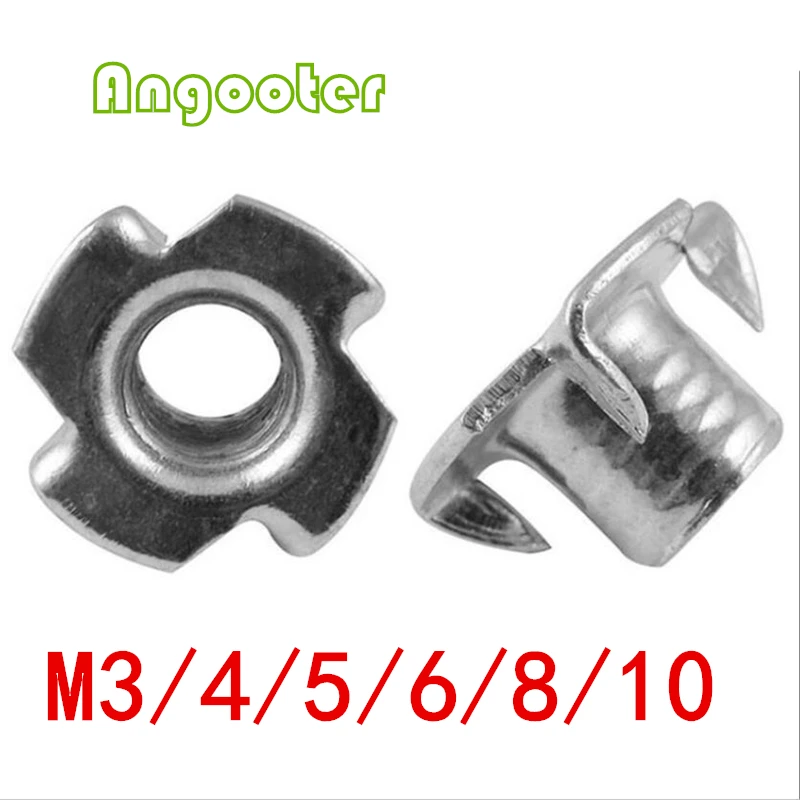 

20PCS/lot M3 M4 M5 M6 M8 M10 M12 Four Claw Nut /Four Claw Female Furniture Nut/Captive T Pronged Tee Blind Nuts