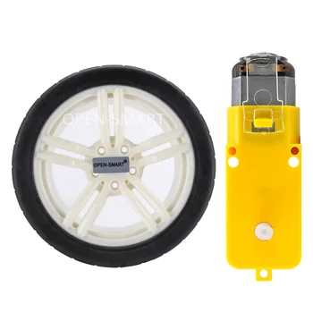 

3~7.2V Dual Axis TT Gear Motor + 65mm Black and White Wearable Rubber Wheel for Smart Car DC Gear Motor Large Torque Motor