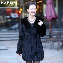 Luxury Winter Women s Genuine Natural Spliced Mink Fur Coat Jacket with Hoody Lady Warm Outerwear