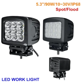

1 piece LED8902 aluminum black 5inch 90w square offroad led driving light for SUV ATV offroad 4x4 auto working light Lantsun