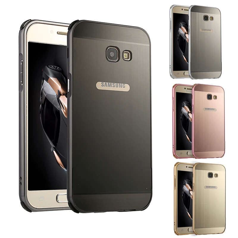 

For Samsung Galaxy A7 2017 A720 Brushed mirror Back Cover Case for Samsung A520 Plating Aluminum Metal Frame for Samsung A320