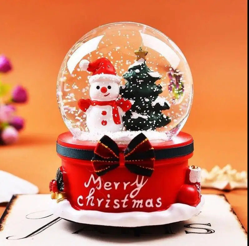 Рождество Снежный шар музыкальная шкатулка Санта Снеговик хрустальный шар с светильник для дома спальни DIY украшения Рождество год подарки на день рождения