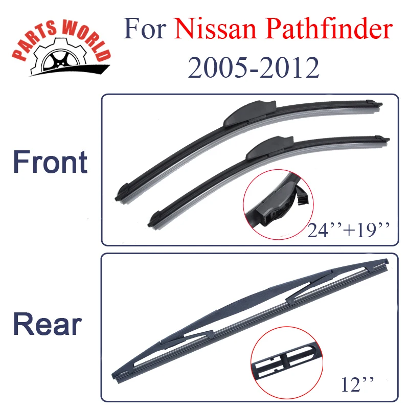 Group Silicone Rubber Front And Rear Wiper Blades For font b Nissan b font Pathfinder 2005
