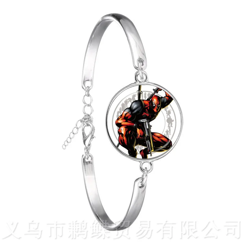 2020 New Deadpool 18mm Round Glass Dome Trendy Cartoon Characters Chain Bangle Gift For Women Men | Украшения и аксессуары