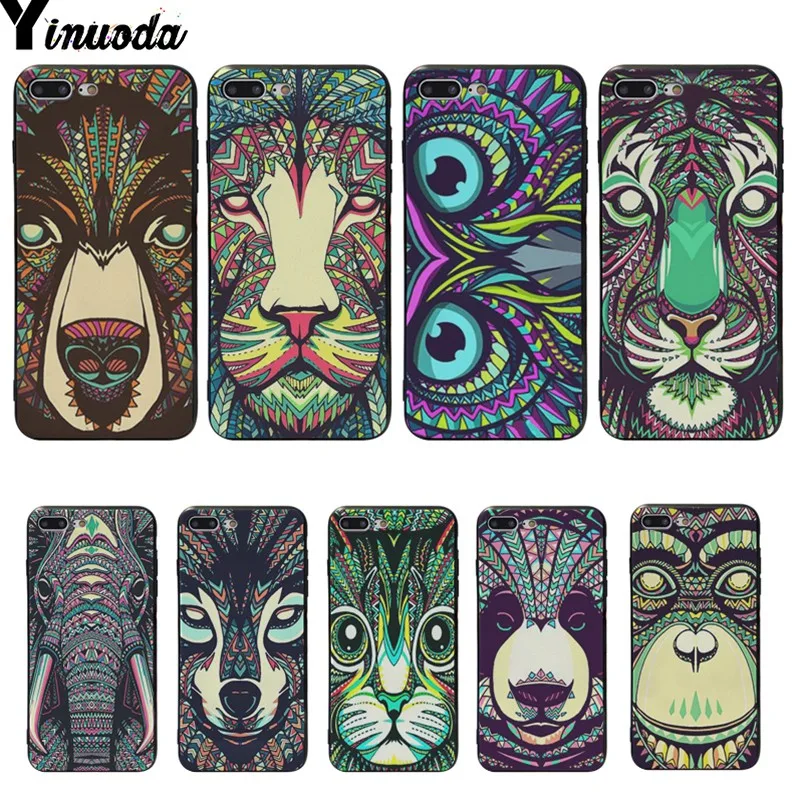 

Yinuoda Animals Lion Wolf Owl Elephant Pattern silicone Cover cases For iphone X XS XR XSMAX 8 8plus 7 7plus 6plus 6s 5S SE
