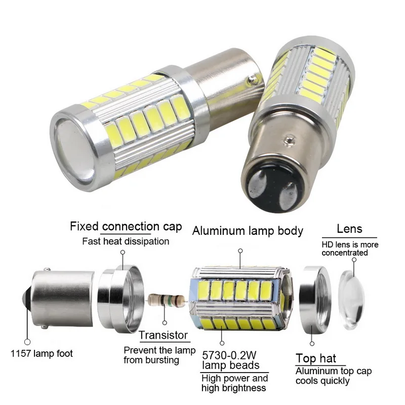 2 шт. 1156 1157 BAU15S 33SMD 5630 5730 СВЕТОДИОДНЫЙ Автомобильный задний фонарь тормозной