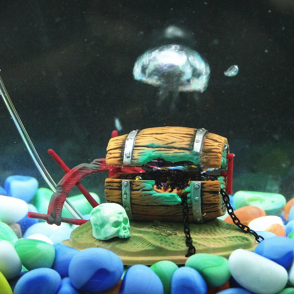 Diver Fish Tank Ornament Landscape Decoration Treasure Chest Diver Pail
