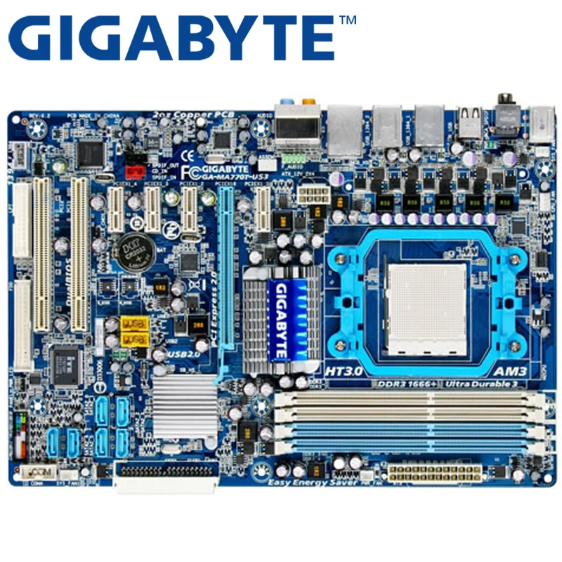 GIGABYTE оригинальная GA-MA770T-US3 настольная материнская плата 770 Socket AM3 DDR3 16G для Phenom II Athlon II ATX б/у MA770T-UD3