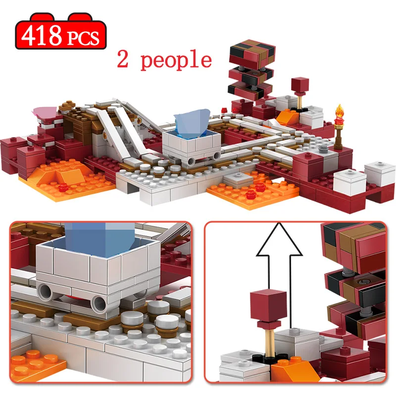 

418pcs My World Hell Express Railway Nether building blocks LegoINGLYS my world figures bricks Educational Toys For Kids