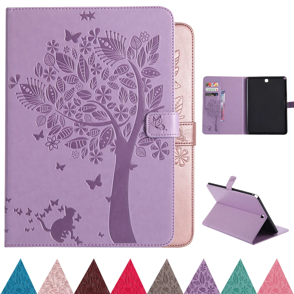 

for Samsung Galaxy Tab T550 Cover 3D Emboss Cat Folding Folio PU Leather Flip wallet case Tab A 9.7 inch T555 Tablet Shell Stand