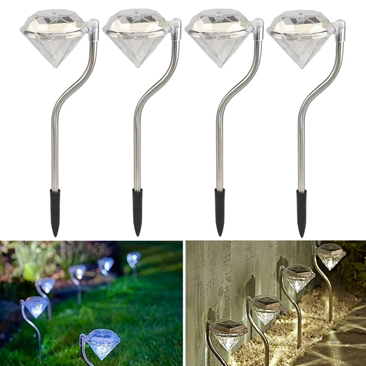 

4x Waterproof Outdoor Solar Power Lawn Lamps LED Spot Light Garden Path Stainless Steel Solar Landscape Garden Luminaria