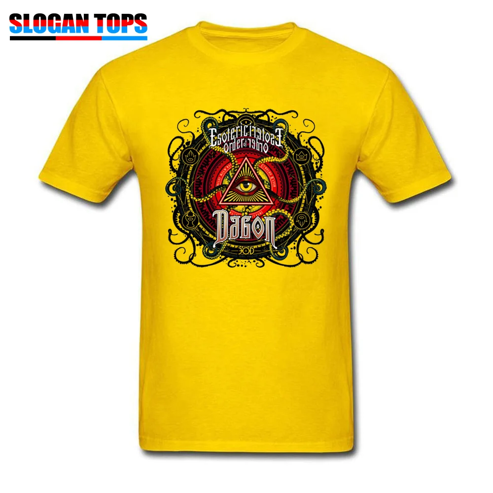 Tops & Tees Simple Style Summer Autumn On Sale cosie Short Sleeve 100% Cotton Round Neck Mens T-shirts cosie Tops Shirt Lovecraft Esoteric Order of Dagon 21033 yellow