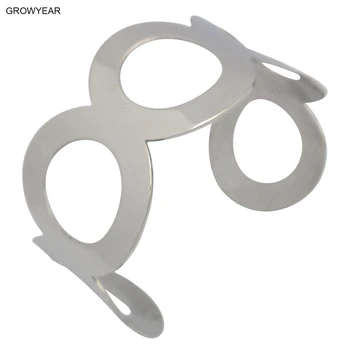 

5 Hollow Round Connected Circle Bangle Bracelet Stainless Steel Women Fashion Jewelry Silver Color 1 Piece Free Shipping