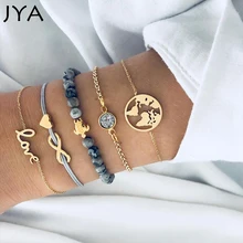 

JYA Charm Bracelets for Women Bracelets Set Semi Marble Charm Beads with Sea Turtle, Love Letters, Infinite Pendants Multi Layer