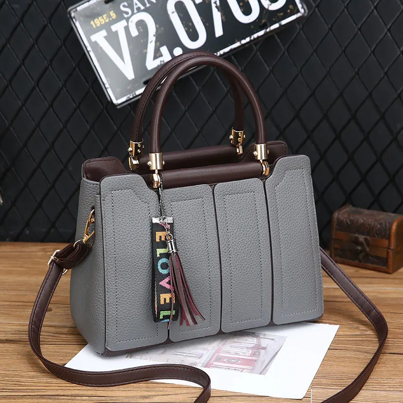 Women Leather Handbags Tassel Female Stitching Messenger Shoulder Bag Ladies Crossbody Bags Bolsa Top-Handle Purse Tote SS7236 (9)