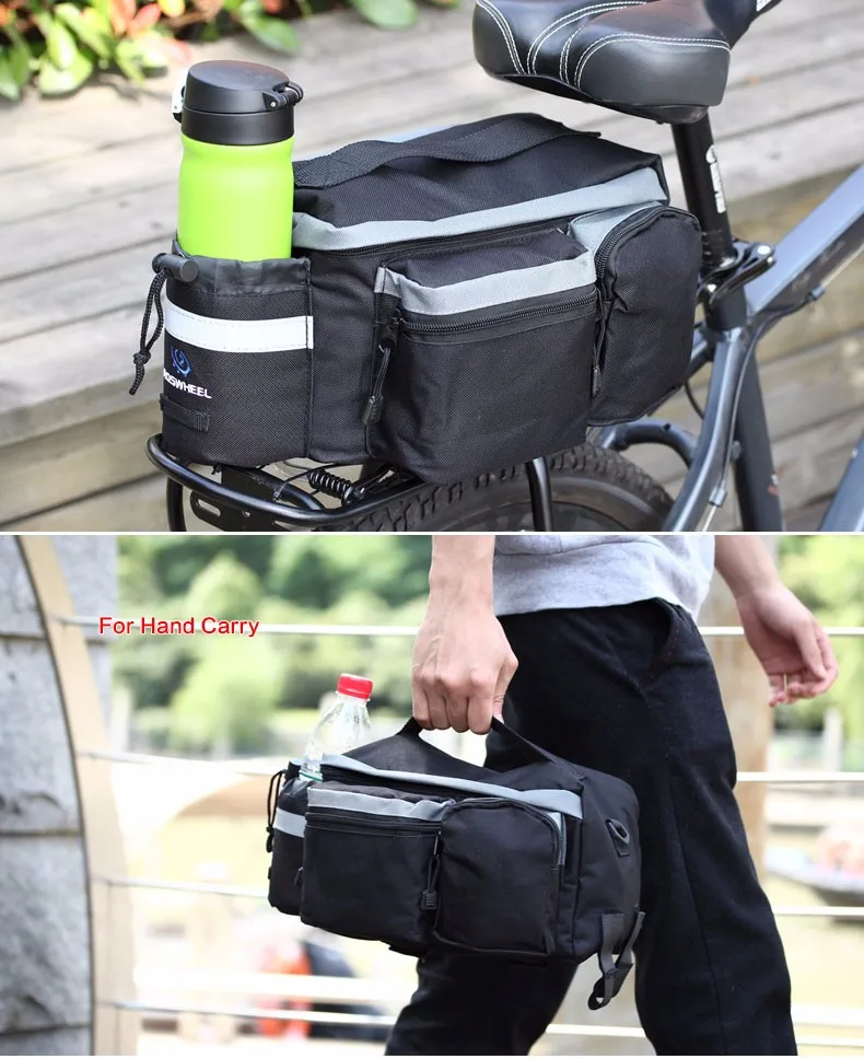 Top New Multifunctional ROSWHEEL Mountain Bike Saddle Basket Bicycle Rear Rack Bag Becicle Bicycle Pack Trunk Pannier Bycicle Bag 6