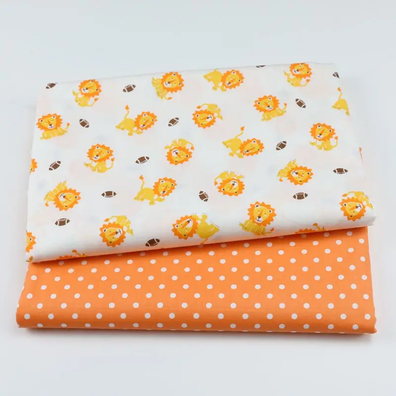 

Yellow Cartoon Lion Orange Polka Dots Cotton Fabric DIY Sewing Crib Bedding Patchwork Quilting Cushion Handwork Cloth Tissus