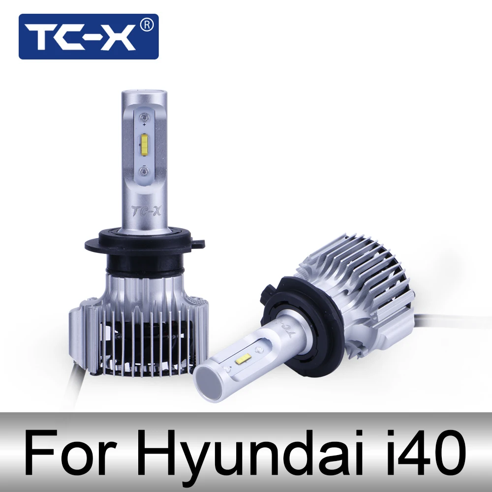 

TC-X For Hyundai i40 VF/CW H7 LED Long/Near Distance Compact Car Headlight 6000K 60W/Pair Super Bright 6000LM Auto Headlamps