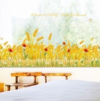 Best Offers autumn golden wheat border wallpaper stickers girls grass plants vinyl decals mural home dining room balcony restaurant decor Best Offers autumn golden wheat border wallpaper stickers girls grass plants vinyl decals mural home dining room balcony restaurant decor