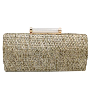 

BEAU-Clutch Female Straw Pillow Weave Clutch Bag Fashion with Chain Luxury Handbags Women Bags Main Femme