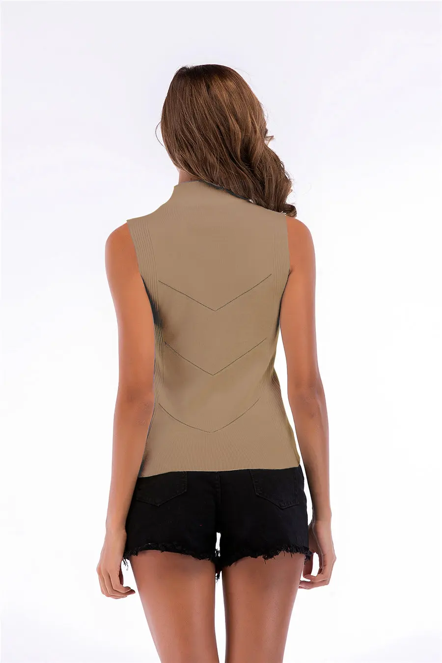 Gladiolus Knitted Summer T-Shirt Women Sleeveless Turtleneck Slim T Shirt Women 2019 Solid Color Ladies Tops Tee Shirt Femme (39)