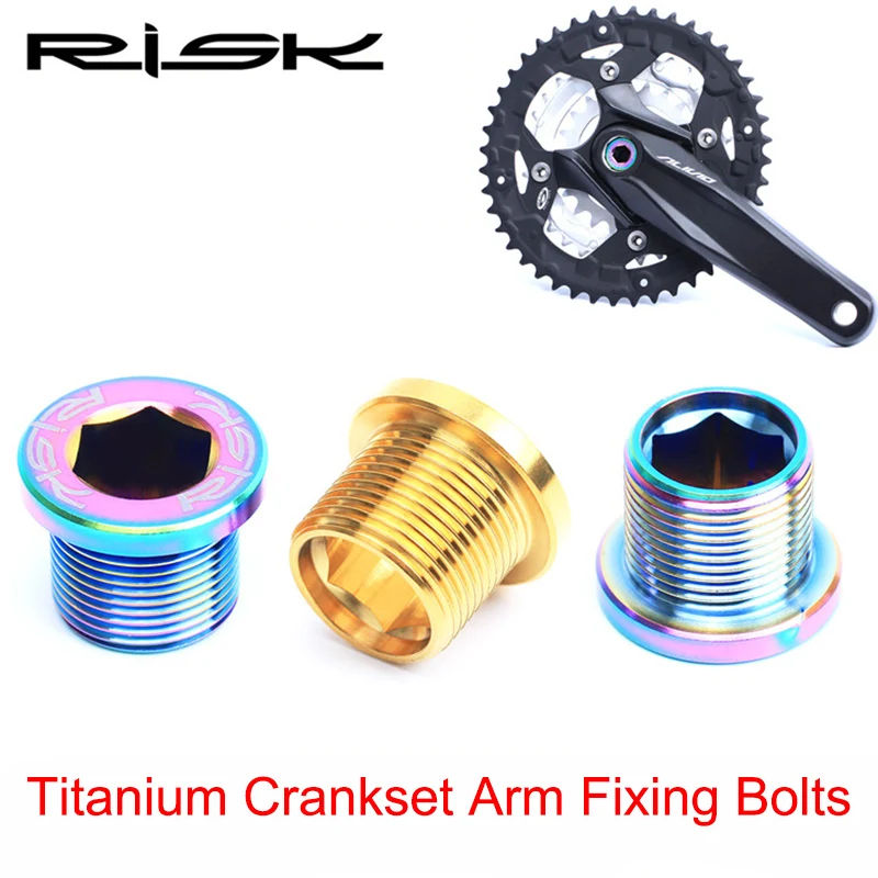 

RISK Titanium Alloy Bicycle Crankset Crank Arm Bolts M15*12mm Ultralight MTB Bike Spline Axis Fixing Screws Cycling Parts 2PCS