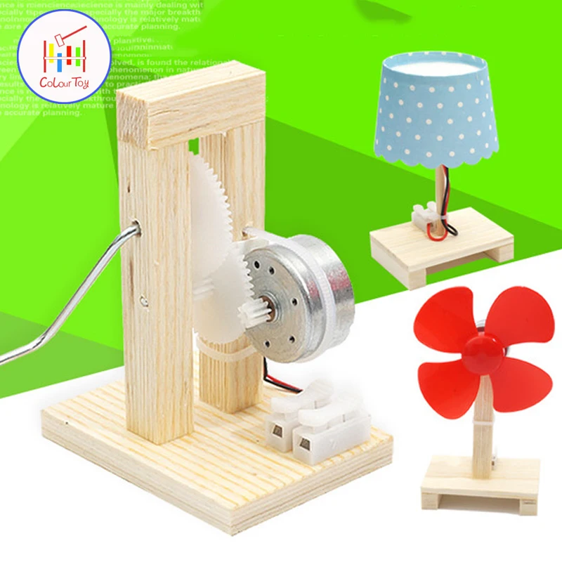 

STEM Motor Smart Hand Cranked Power Generators Small Lamp DIY Puzzle Robot Toys Kit For 5+ Kids Children Birthday Gifts