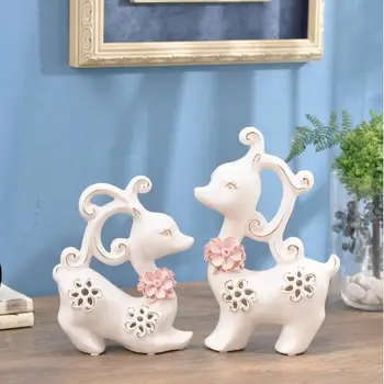 

white ceramic sika deer elk lovers home decor crafts room decoration ornament porcelain animal figurines wedding decoration