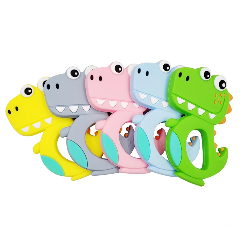 Harga Aman Kartun Bayi Teethers Bpa Gratis Lucu Hewan Dinosaurus Bayi DIY Ring Teether Balita Silikon Mengunyah Pesona Anak anak Tumbuh Gigi Mainan
