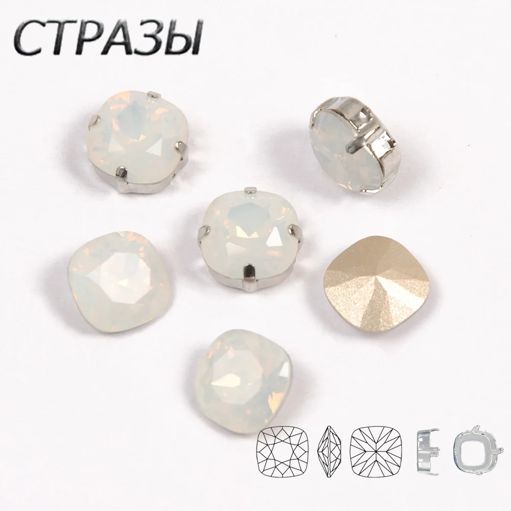 Хрустальные стразы белый опал #234 алмаз с когтями пришит на страз металлическое