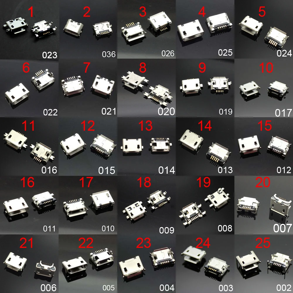 

25 models 250PCS Micro usb connector Very common charging port for ZTE Huawei and other brand mobile,tablet GPS PK-223