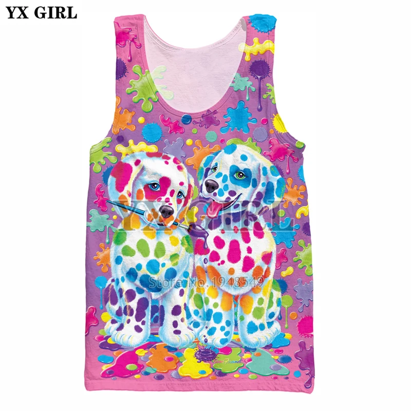 YX GIRL 2018 summer new style Cool vest Fashion Mens 3d Vest Cute animal Lisa Frank Print Unisex Casual Tank tops