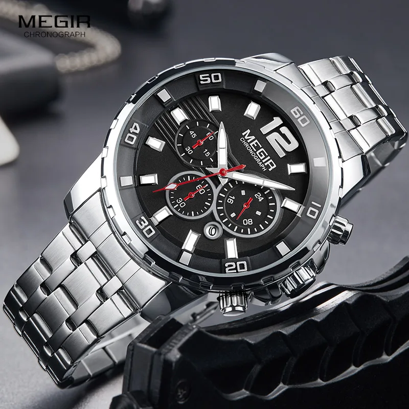 Мужские Аналоговые кварцевые часы с хронографом водонепроницаемые|wristwatch for