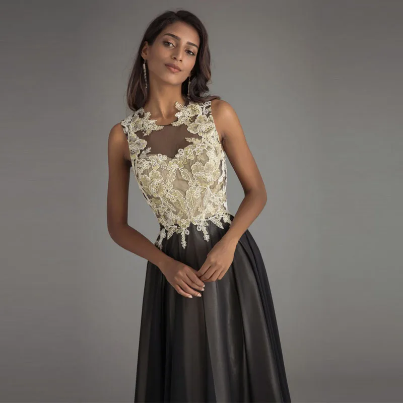 LORIE Party Evening Dress Long Formal 2018 Robe De Soiree Backless Elegant Women Lace Prom Dresses Black Evening Gowns Plus Size