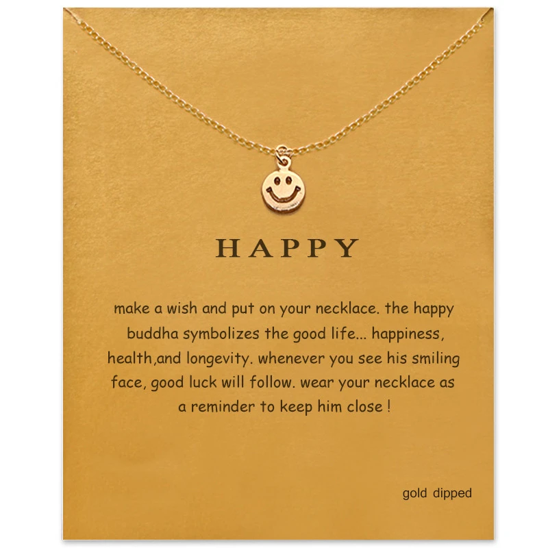 

Simple Smiley Face Necklace Women Happy Emoji Pendant Clavicle Chain Statement Choker Necklaces Valentine's Day Gift Card