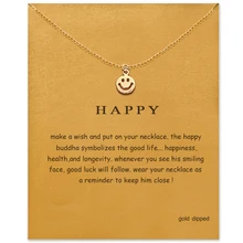 Simple Smiley Face Necklace Women Happy Emoji Pendant Clavicle Chain Statement Choker Necklaces Valentine's Day Gift Card stylish smiley face lace choker necklace