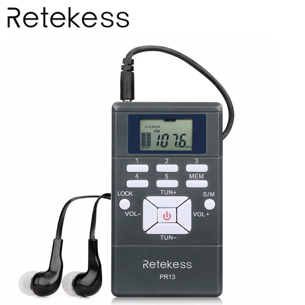Портативный мини-радиоприемник RETEKESS PR13 цифровой радиоприемник с 24-часовыми