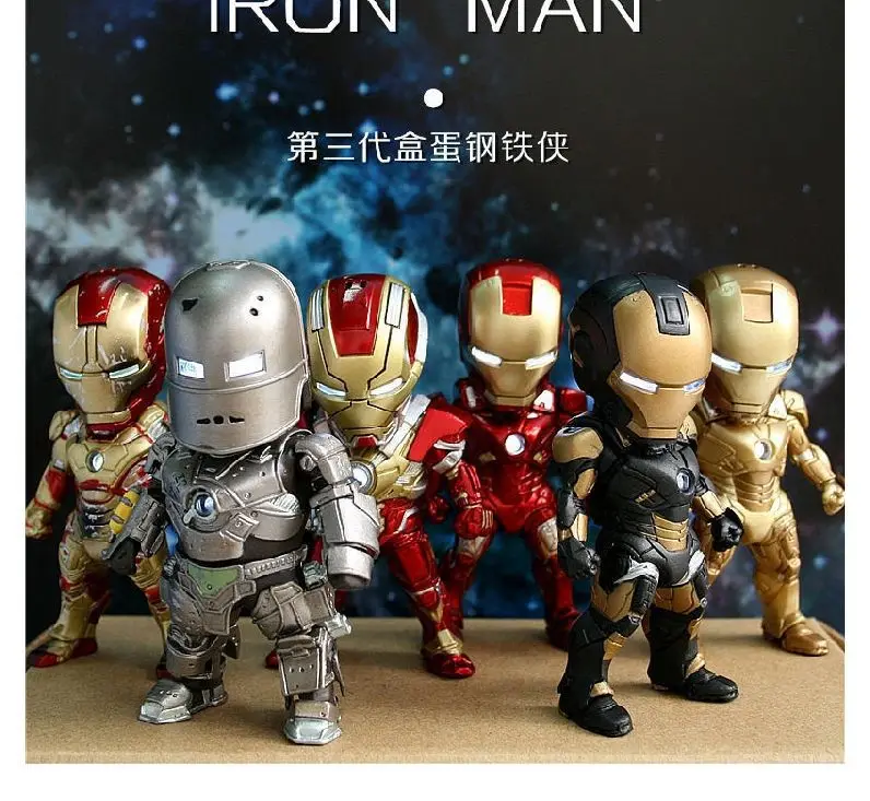 

Iron Man Light & Action Function Iron Man Mark I Mark XX Mark VII PVC Action Figure Collectible Toys 6pcs/set HRFG294