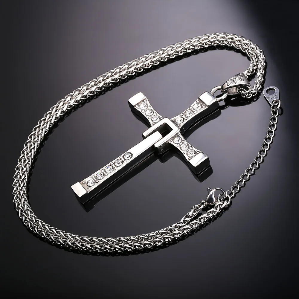 Big Cross Pendant & Chain For Men Christmas Gift Hot Fashion Jewelry