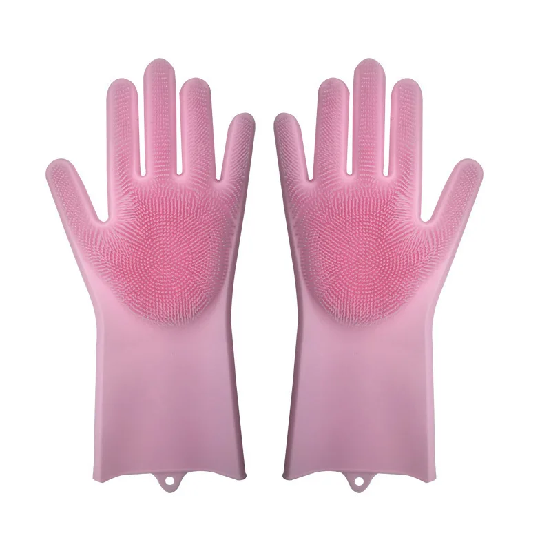 ULKNN 1 пара Универсальный силиконовые перчатки бытовые товары чистящие средства Нескользящие водостойкие многофункциональные перчатки - Цвет: Pink