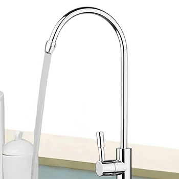 

1Pcs 1/4" RO Water Filter Faucet 360 Degree Chrome Osmosis Drinking RO Water Filter Faucet Finish Reverse Sink Easy Install
