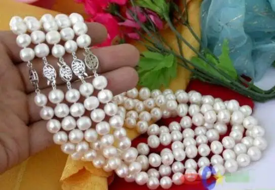 

Hot sale new Style >>>>>p1052 wholesale 5strands 17" 10MM WHITE ROUND PEARL NECKLACE