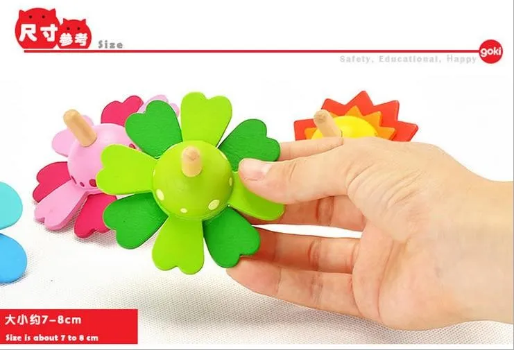 Цветы деревянный волчок игрушки Красочные вращающийся гироскоп традиционные головоломки маленькие цветы
