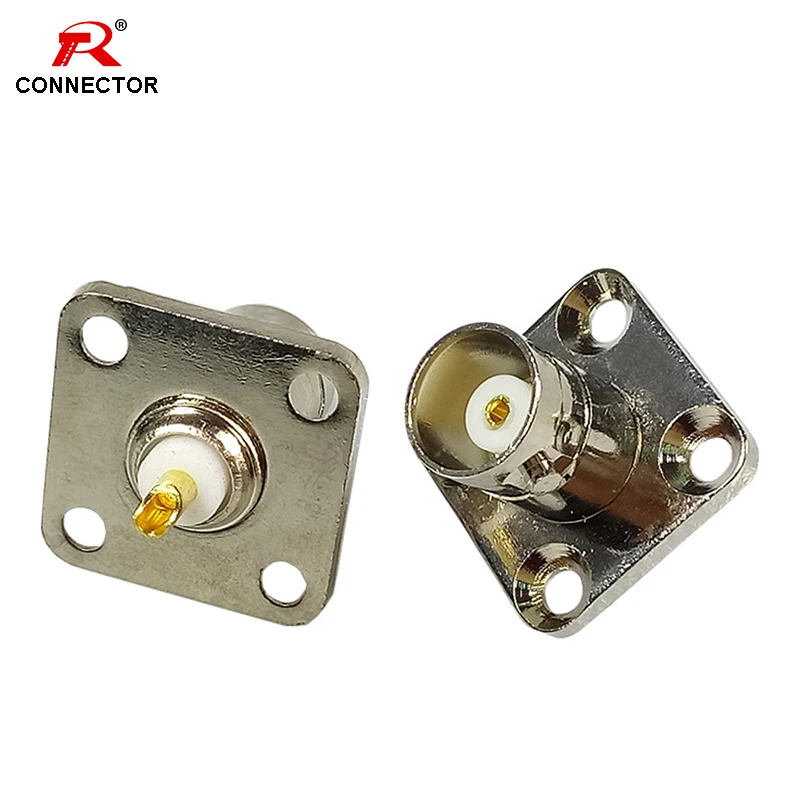 

1pc BNC Jack 4 Hole Flange Panel Chassis Mount Solder Plug BNC Female Panel Mount Connectors RF Coaxial Copper CONNECTOR