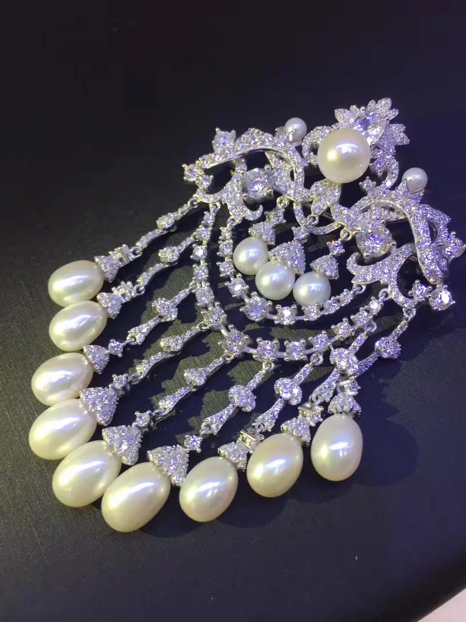 natural fresh water pearl tassel brooch pins 925 sterling silver high quality blingbling fine