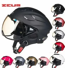 2018 Summer Fashion ZEUS Half Face Motorcycle Helmet ABS Half-covered Seasons Retro Electric Bike Unisex Helmets Goggles Anti-UV