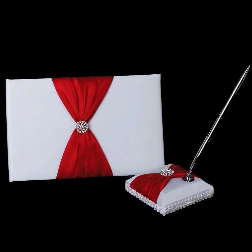 Wedding Guest Book Pen And Stand Set Handmade Rose Flower Decor 70